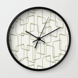 Reverse Beryl Green Mid Century Geometric Pattern Wall Clock
