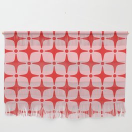 Mid Century Modern Star Pattern 941 Red and Pink Wall Hanging