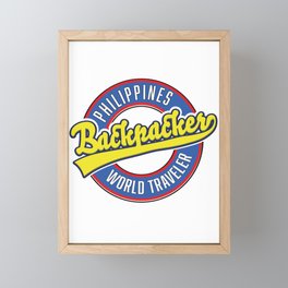 Philippines backpacker world traveler logo. Framed Mini Art Print