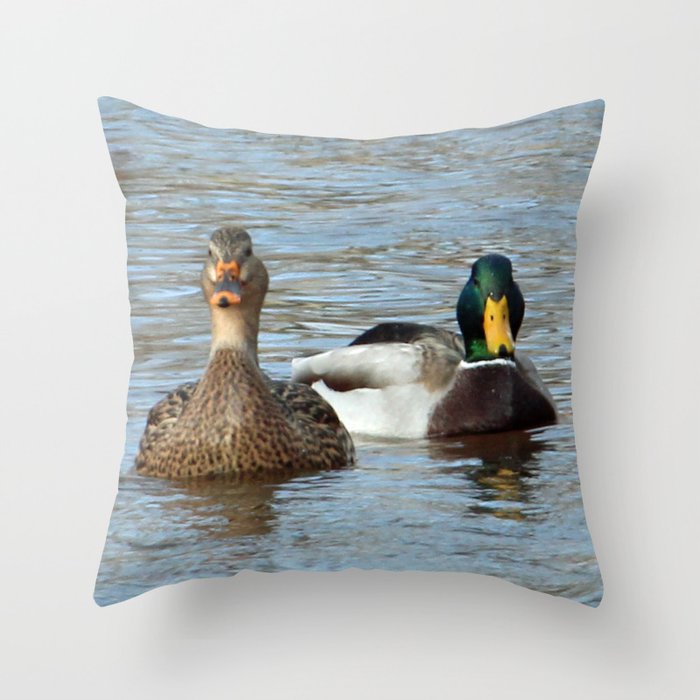 Duck on Water Throw Pillow