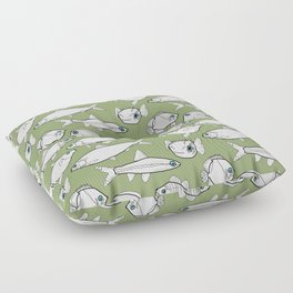Fishes on Green Floor Pillow