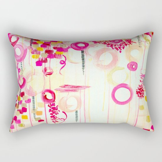 BALLOON LOVE Bubblegum POP! Beautiful Cheerful Bubbles Pretty Pink Abstract Acrylic Painting Sky Rectangular Pillow