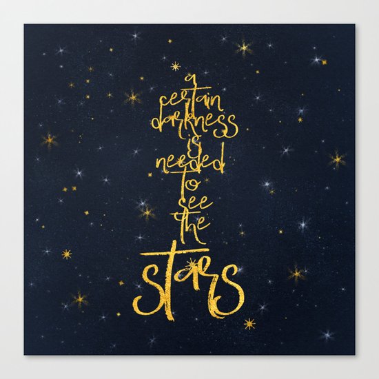 Darkness-Stars - sparkling night gold glitter effect typography on #Society6 Canvas Print