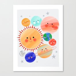 Kids Planet Space Illustration  Canvas Print