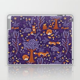 Foxes Playing in a Purple Forest Laptop Skin