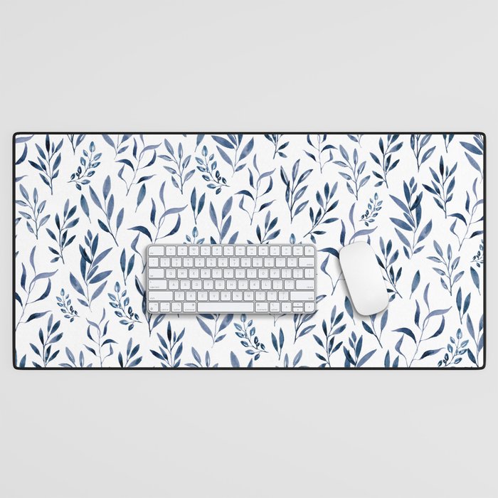 Eucalyptus - Watercolor Blue Leaves  Desk Mat