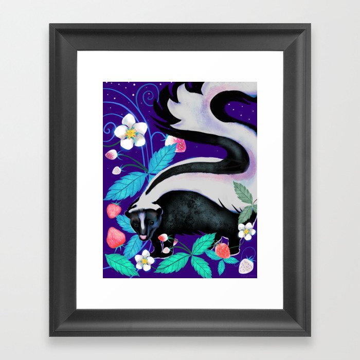 Strawberry Skunk Framed Art Print