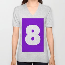 8 (White & Violet Number) V Neck T Shirt