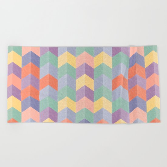 Colorful geometric blocks Beach Towel