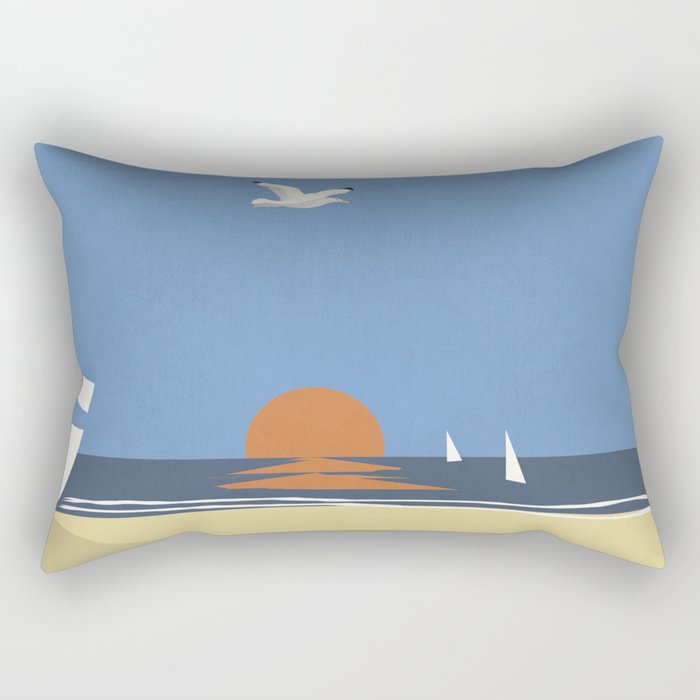 Sea, sun and boat Rectangular Pillow