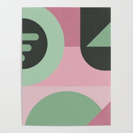 Art Deco Composition Pink and Green #1 Poster