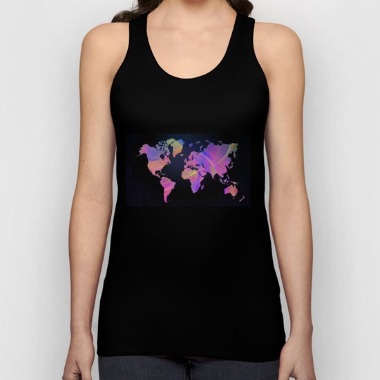 World Map Fractal Unisex Tank Top