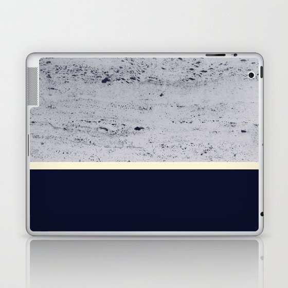 Navy Blue Pale Yellow on Navy Blue Concrete #1 #decor #art #society6 Laptop & iPad Skin