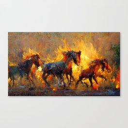 Flaming Horses Canvas Print