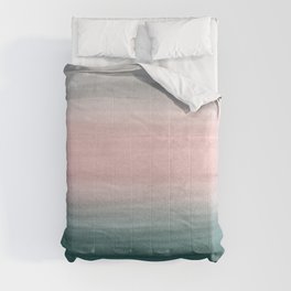 Touching Teal Blush Gray Watercolor Abstract #1 #painting #decor #art #society6 Comforter
