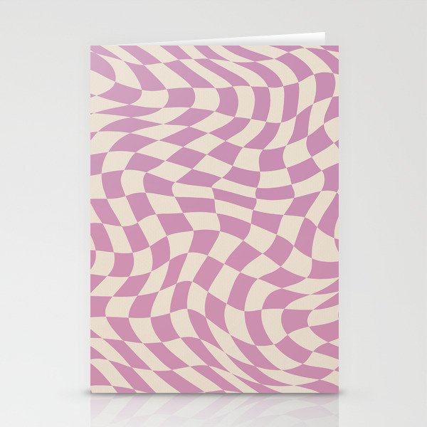 Soft pink purple warp checked Stationery Cards