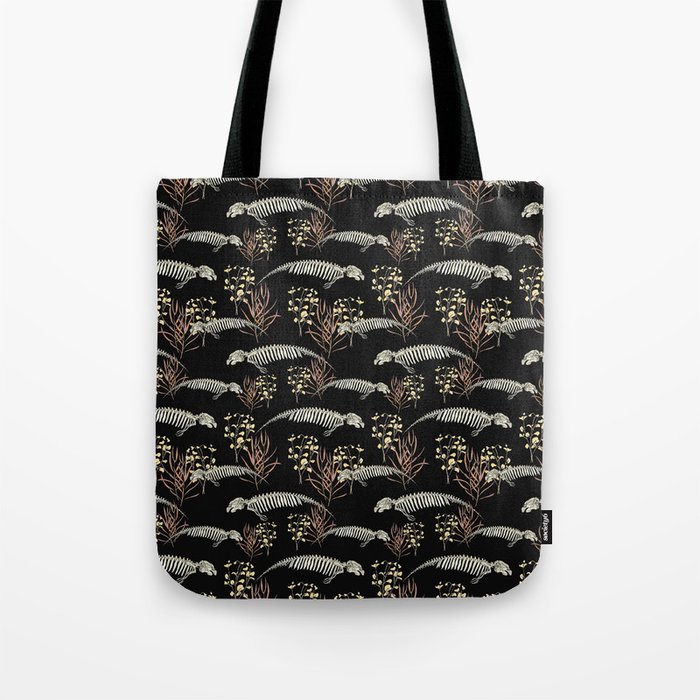 Florida Fall Manatee Skeleton Tote Bag