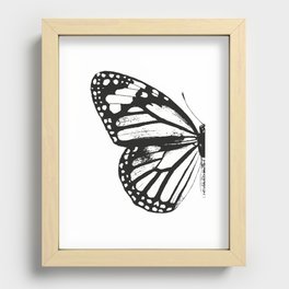 Monarch Butterfly | Left Butterfly Wing | Vintage Butterflies | Black and White | Recessed Framed Print