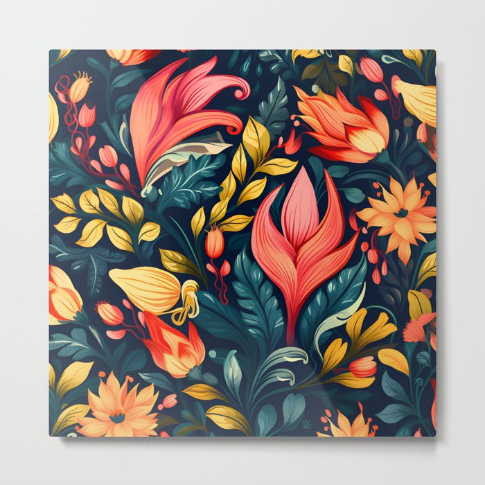Exquisite Floral Interior Design - Embrace Nature's Beauty in Your Space Metal Print