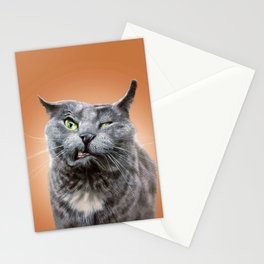 Angry Grey Cat Selfie Stationery Card