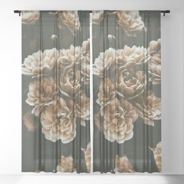 Simple Pale Muted Peony Garden Sheer Curtain