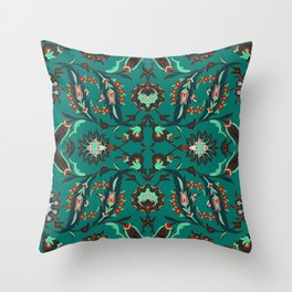 Green Floral Texture Background Throw Pillow