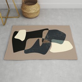 Clay Shapes Black, Teal and Offwhite Area & Throw Rug