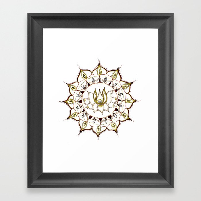 Lotus Henna Mandala Framed Art Print