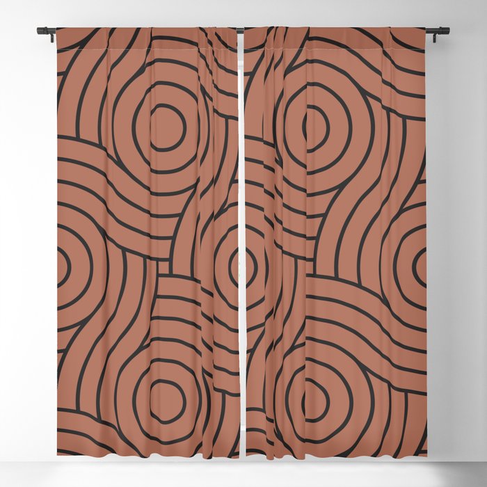Circle Swirl Pattern Clay Brown, Inspired By Sherwin Williams Cavern Clay SW7701 Blackout Curtain