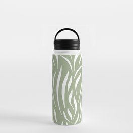 Sage Green Abstract Leaf Pattern Water Bottle