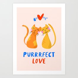 Purrrfect love, Cats Valentine's day lovers, animals Art Print