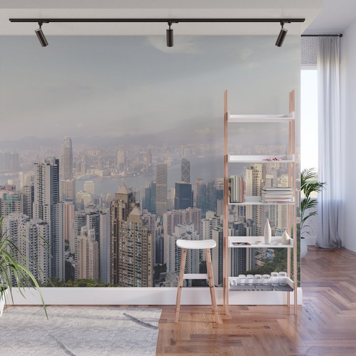 Hong Kong Skyline By Day Wall Mural By Hraunphotography Society6