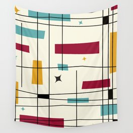 Mid Century Art Bauhaus Style 1950s Colors Wall Tapestry