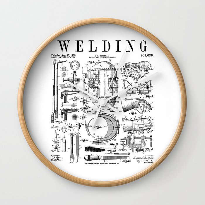 Welder Welding Mask Torch And Tools Vintage Patent Print Wall Clock