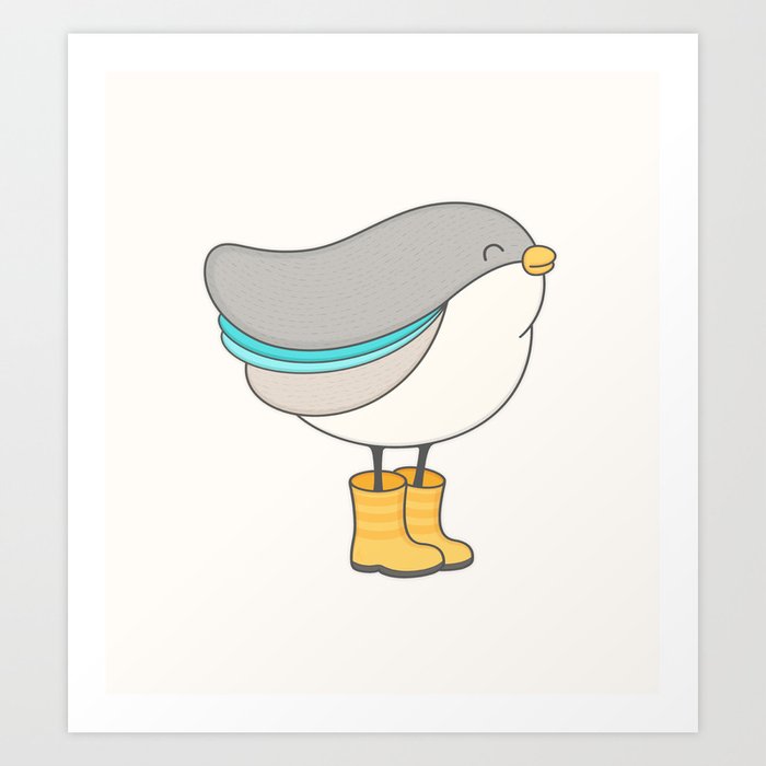 bird in boots Art Print by kimvervuurt 