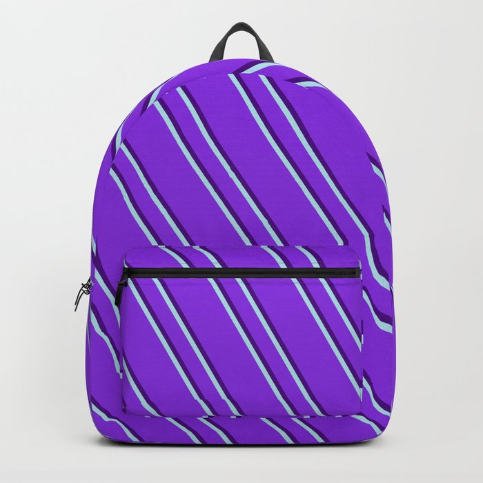 Purple, Indigo & Powder Blue Colored Lines/Stripes Pattern Backpack