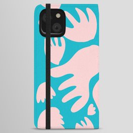 Pastel Pink and Blue Turquoise Abstract Flowers Inspired by Matisse iPhone Wallet Case