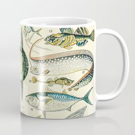 Fish and Eel Vintage Illustration Drawing by Adolphe Millot of Restaurant Underwater Fishing Coffee Mug