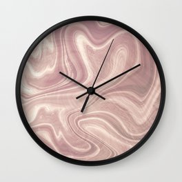 Dusty Rose Pink Swirl Marble Wall Clock