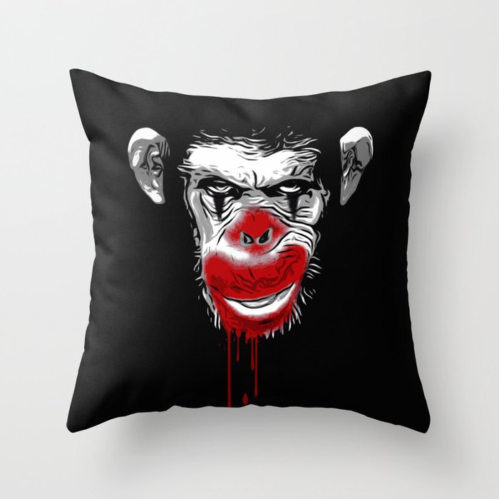 Evil Monkey Clown Throw Pillow