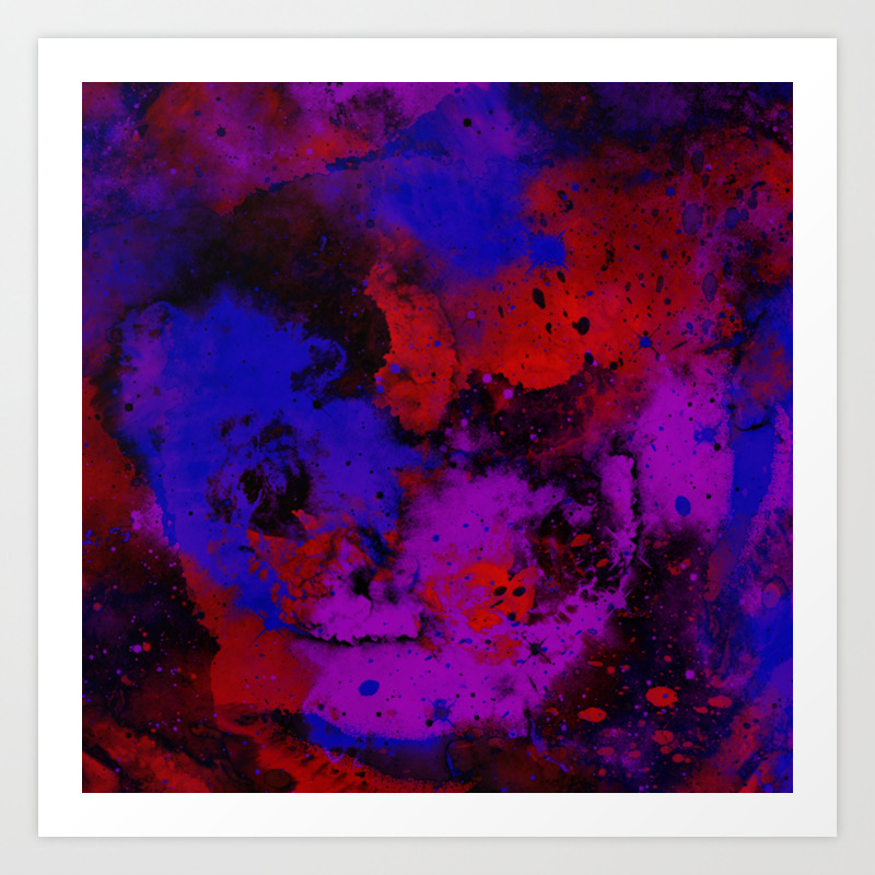 Colour Warfare Abstract Red Blue Black And Purple Painting Art Print By Printpix Society6