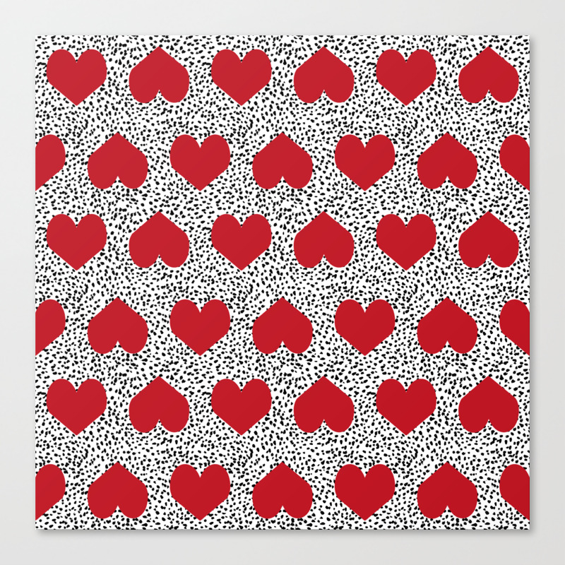 Hearts Pattern Black And White Scattered Painted Dots Minimal