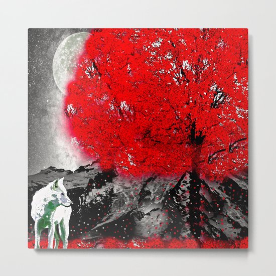 TREE RED WOLF Metal Print