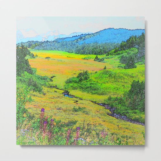 Alaska's Kenai Peninsula - Watercolor Metal Print