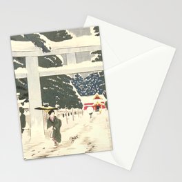 Heavy Snow at Tōshōgū Shrine in Ueno (1879) Kobayashi Kiyochika Stationery Card
