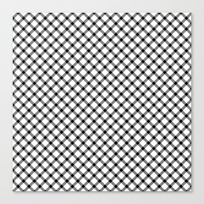 Classic Gingham Black and White - 09 Canvas Print
