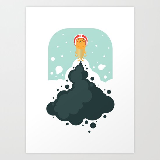Rocket Octopus Art Print