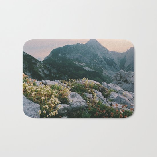 Mountain flowers at sunrise Bath Mat