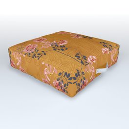 Art Nouveau floral pattern with lines – Honey Outdoor Floor Cushion