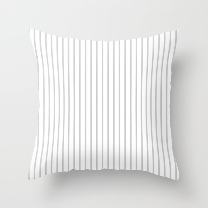Dove Grey Pin Stripes on White Throw Pillow
